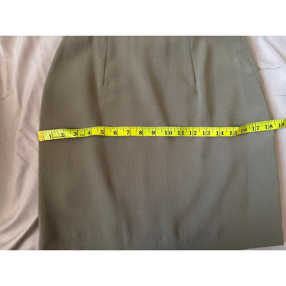 Olive Green A-Line Mini Skirt High Waist Minimal Chic Size S 28” Waist - Picture 10 of 12